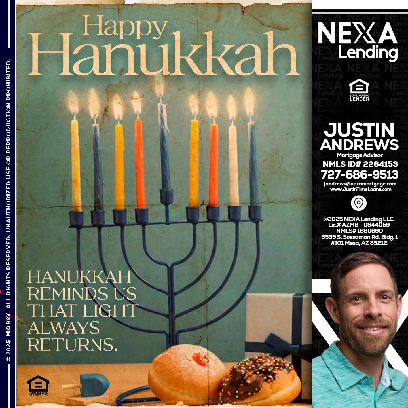 HAPPY HANUKKAH - Justin Andrews -Mortgage Advisor
