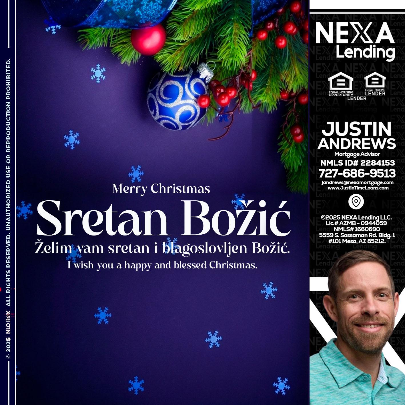 Sretan Božić - Justin Andrews -Mortgage Advisor