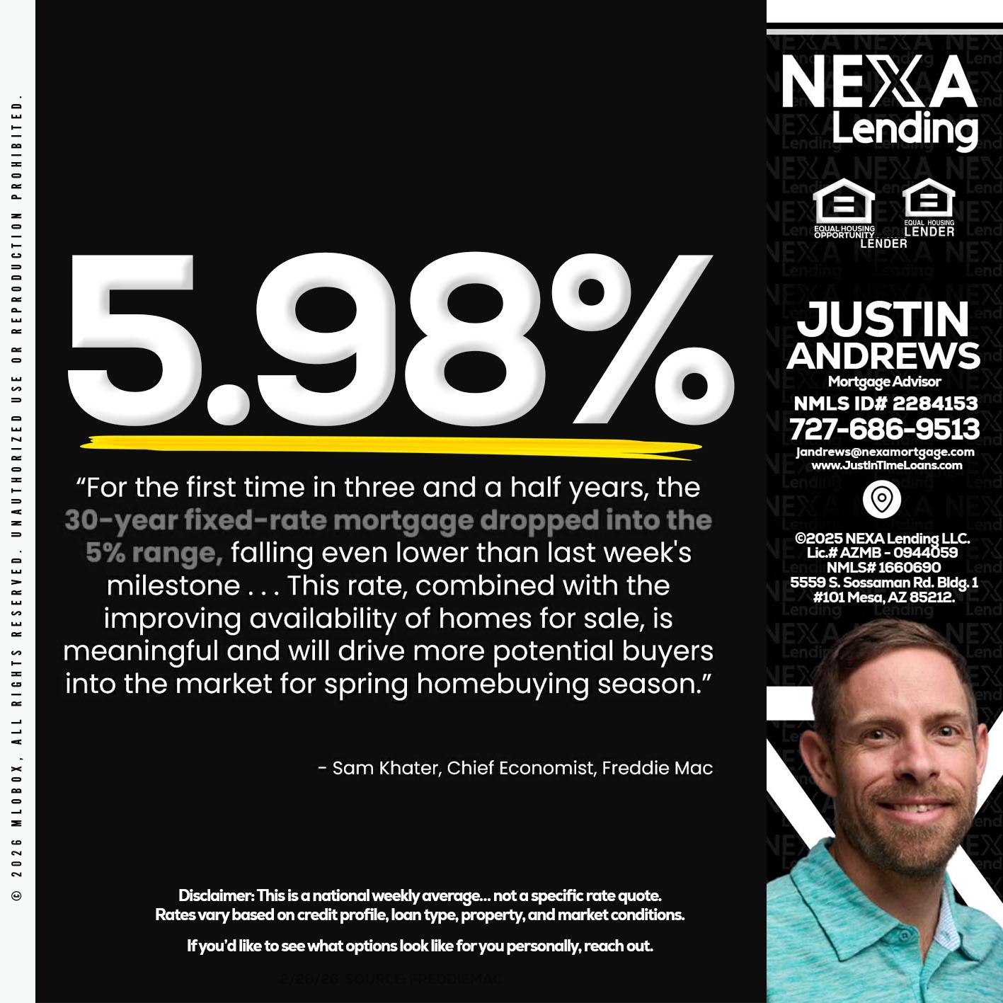 5.98% - Justin Andrews -Mortgage Advisor
