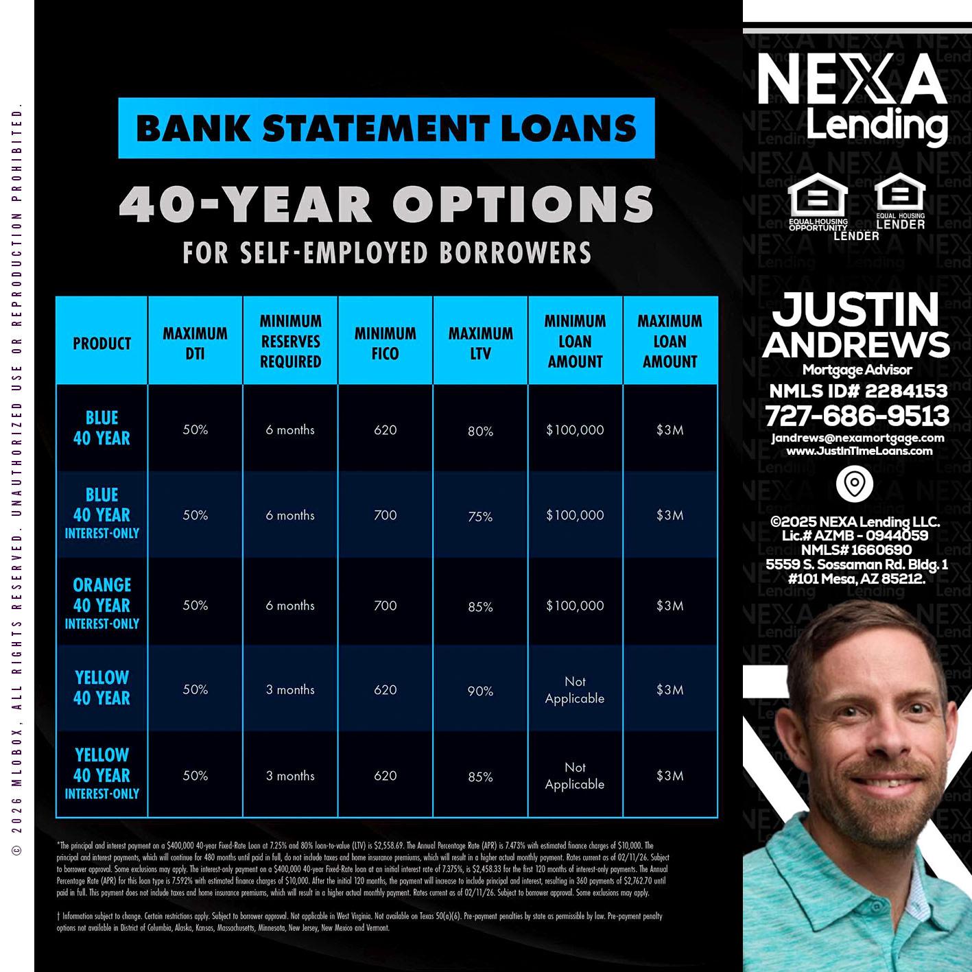 40 YR. OPTIONS - Justin Andrews -Mortgage Advisor