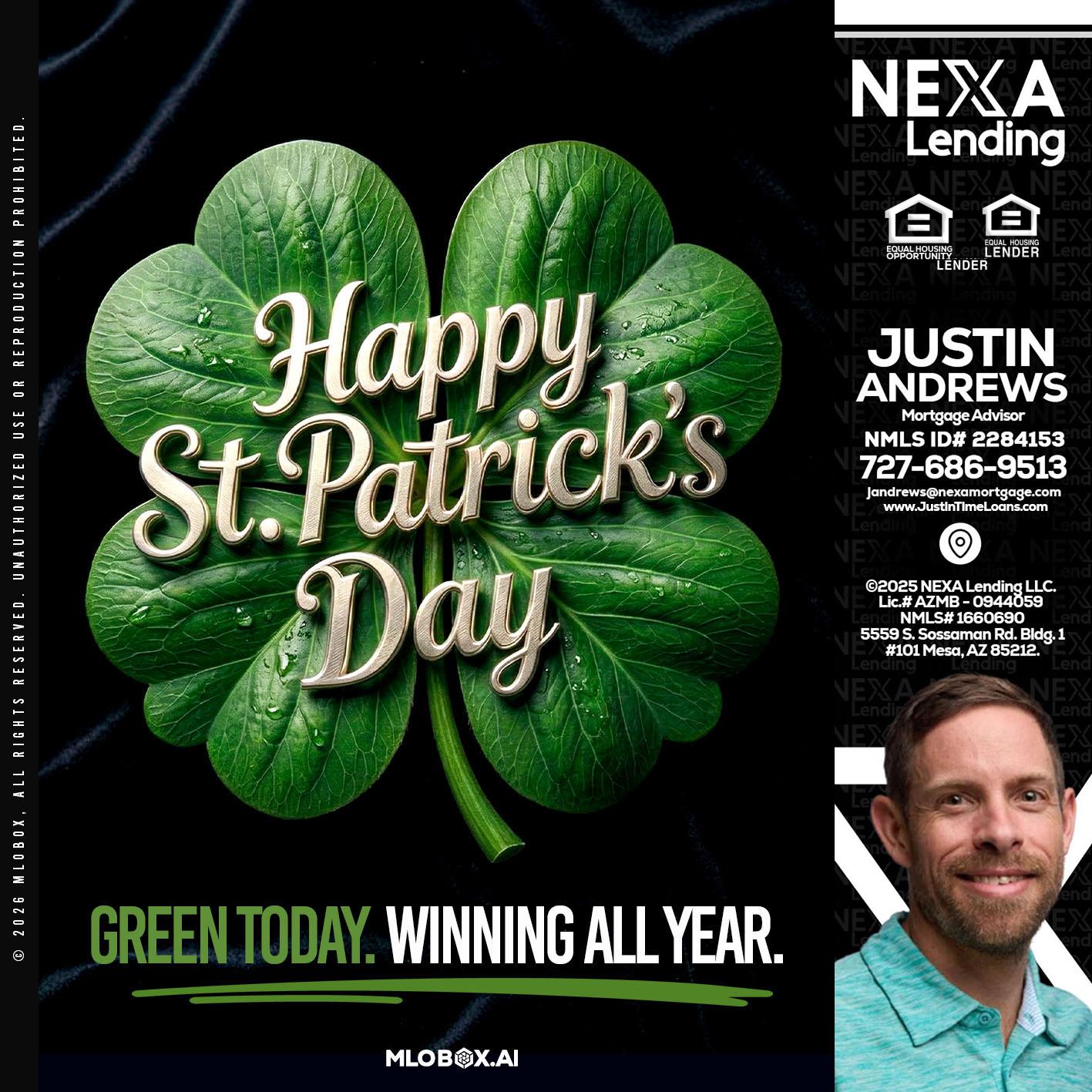 happy st. Patricks day - Justin Andrews -Mortgage Advisor