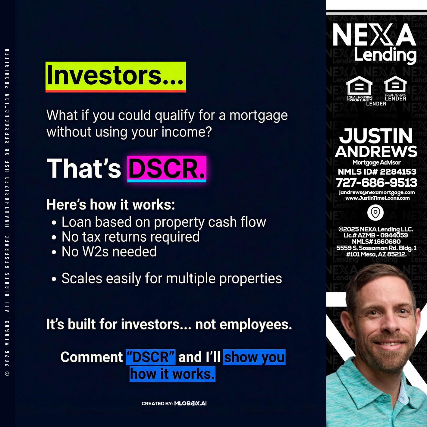 INVESTORS - Justin Andrews -Mortgage Advisor