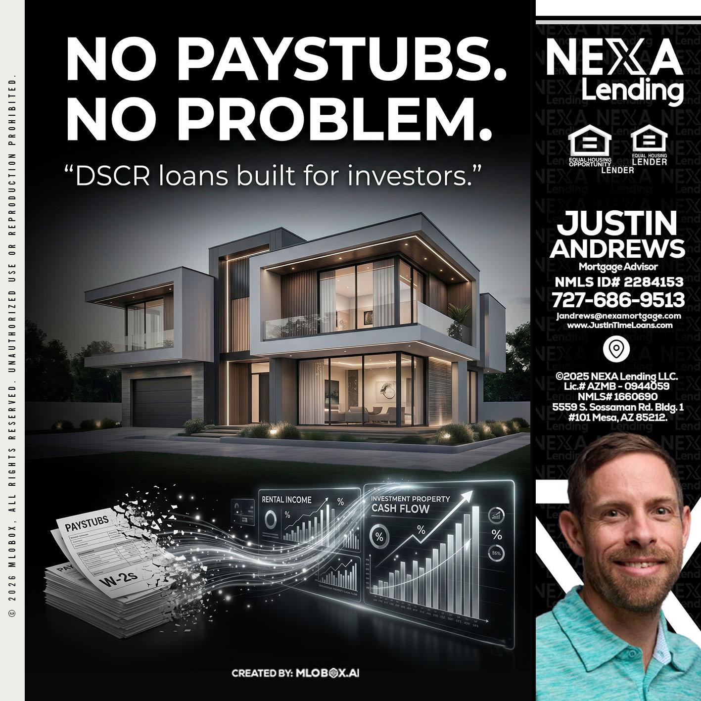 no paystub - Justin Andrews -Mortgage Advisor