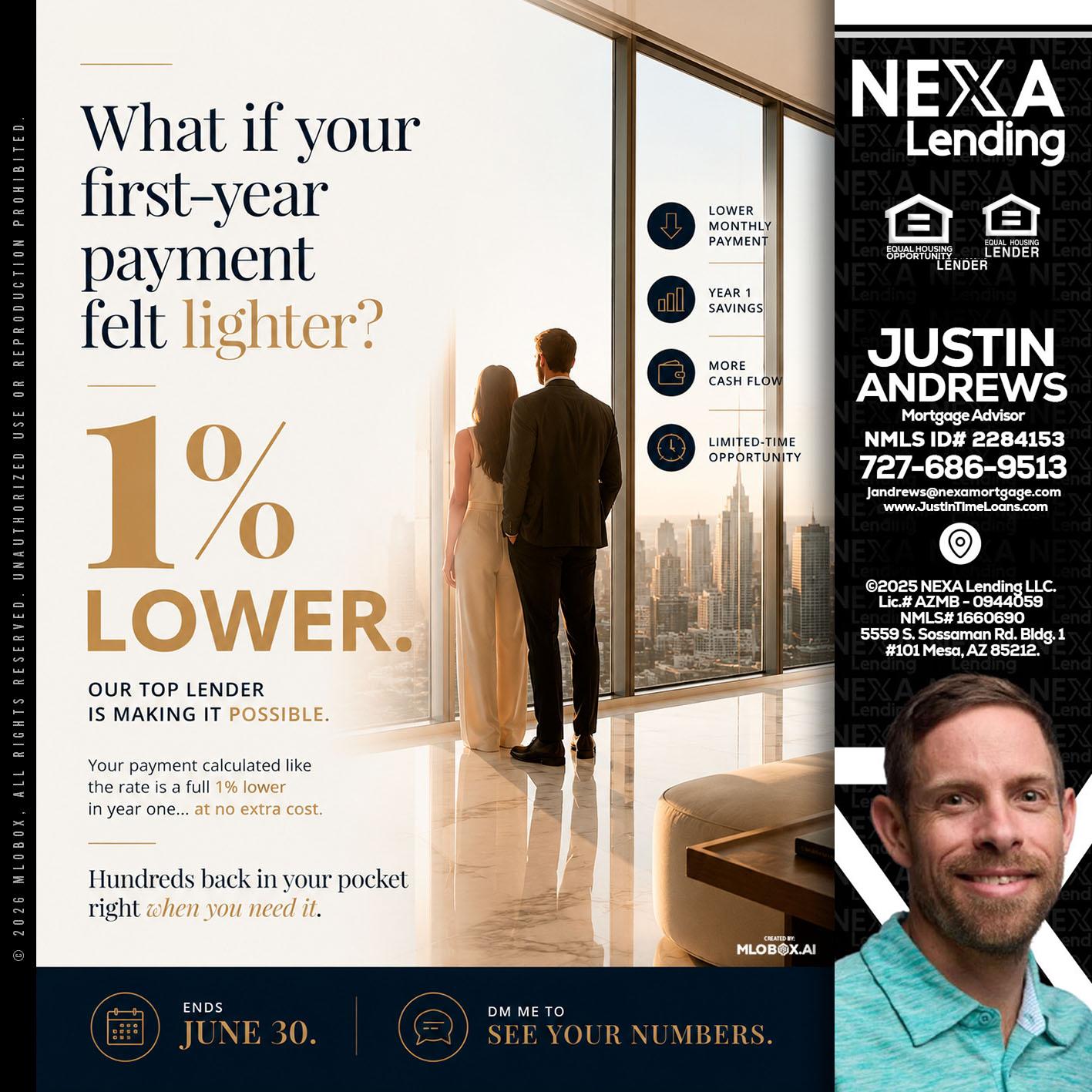 1% lower - Justin Andrews -Mortgage Advisor