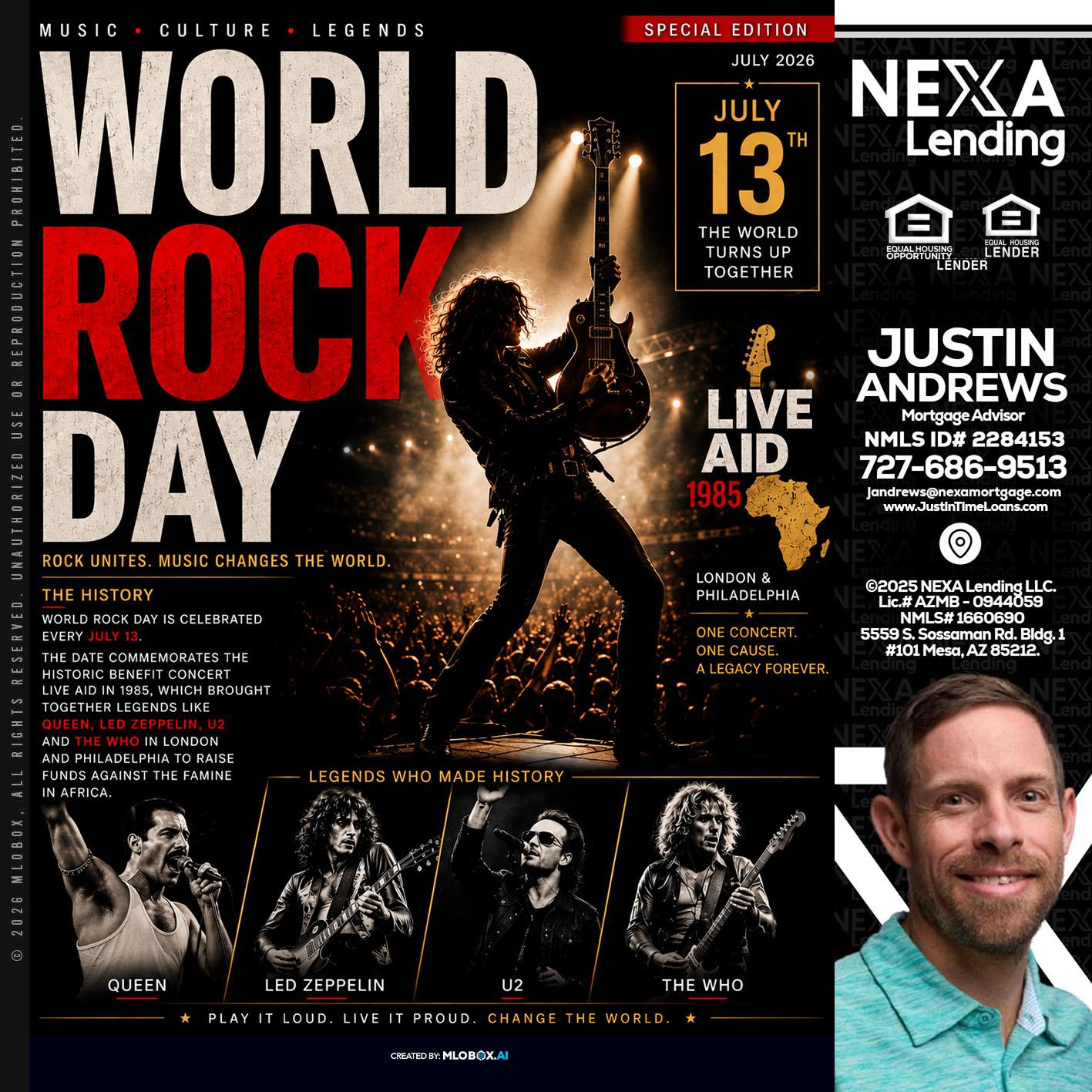 WORLD ROCK MUSIC DAY - Justin Andrews -Mortgage Advisor