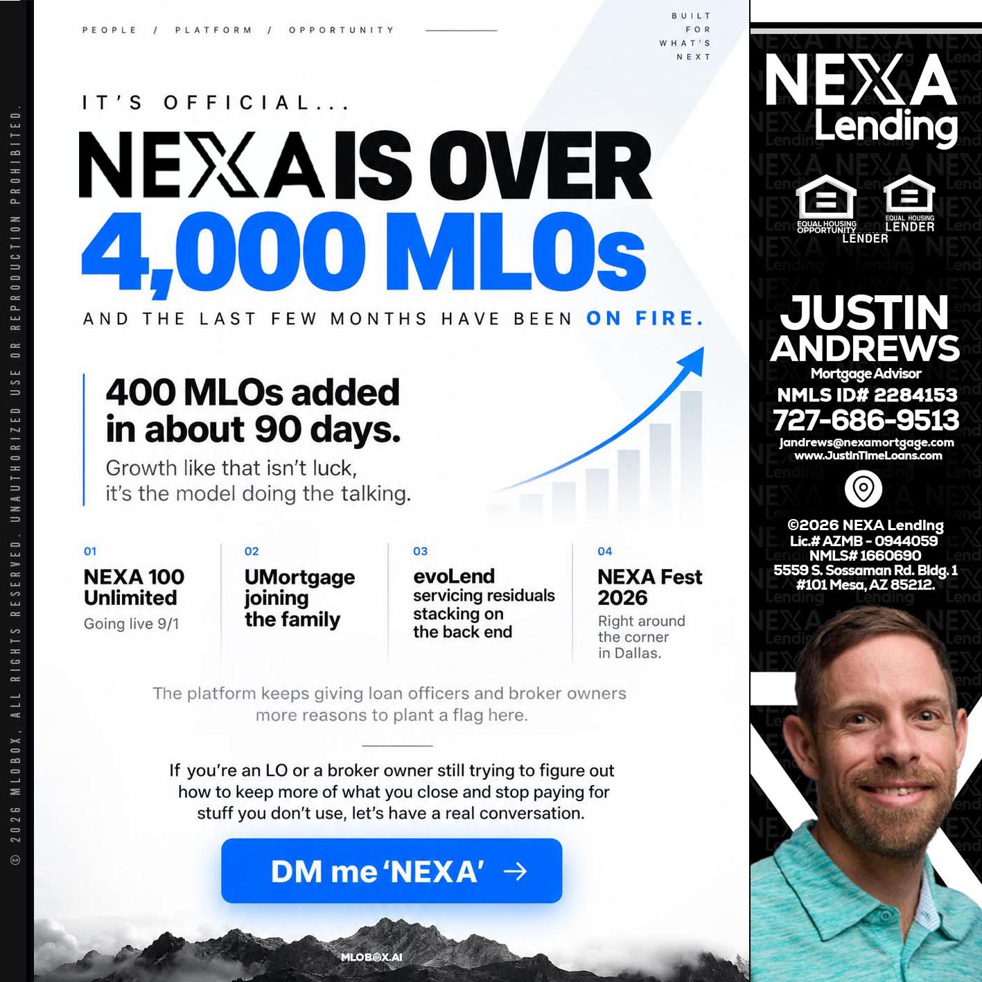 NEXA IS OVER 4000 MLOs - Justin Andrews -Mortgage Advisor
