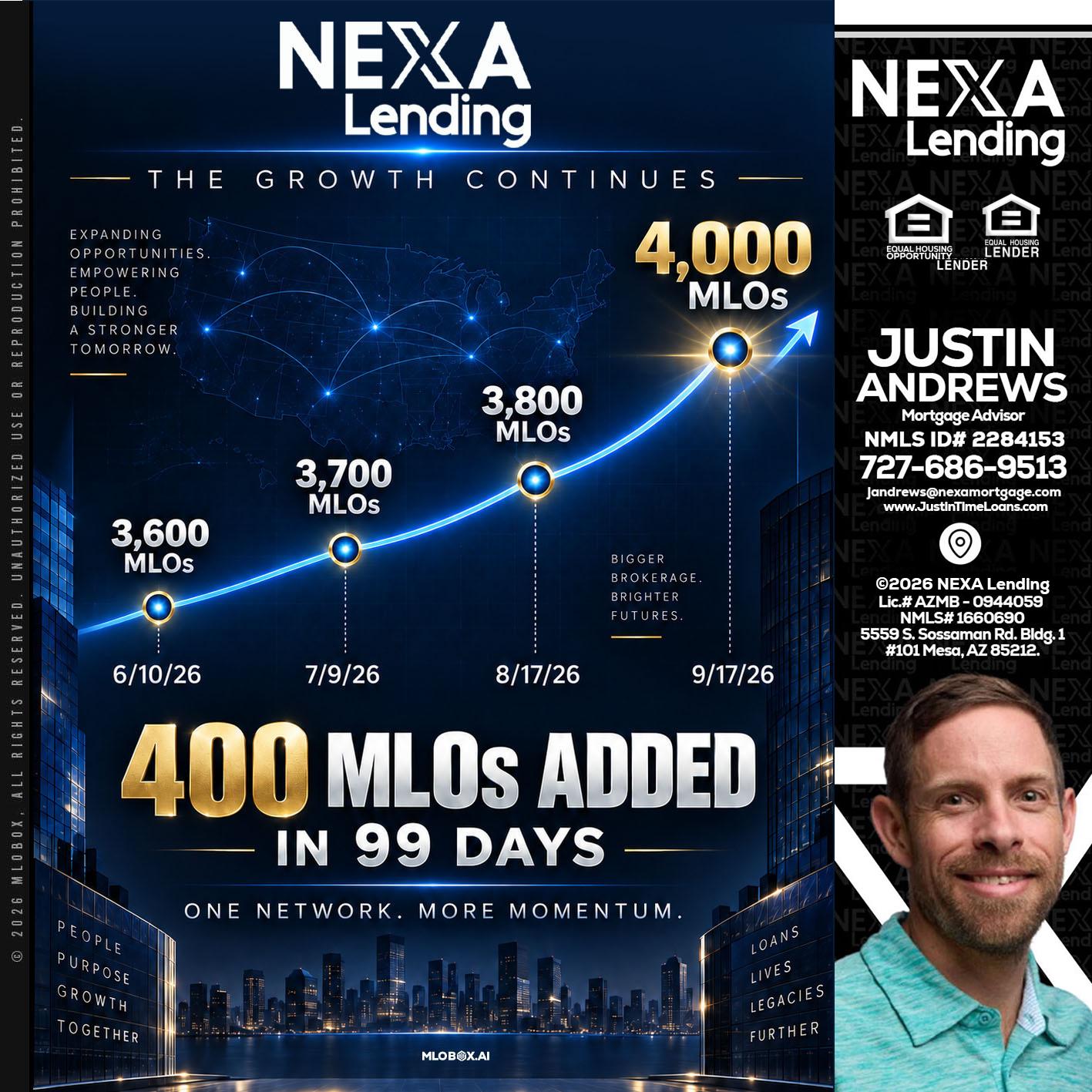 NEXA Lending 4000 MLOs - Justin Andrews -Mortgage Advisor