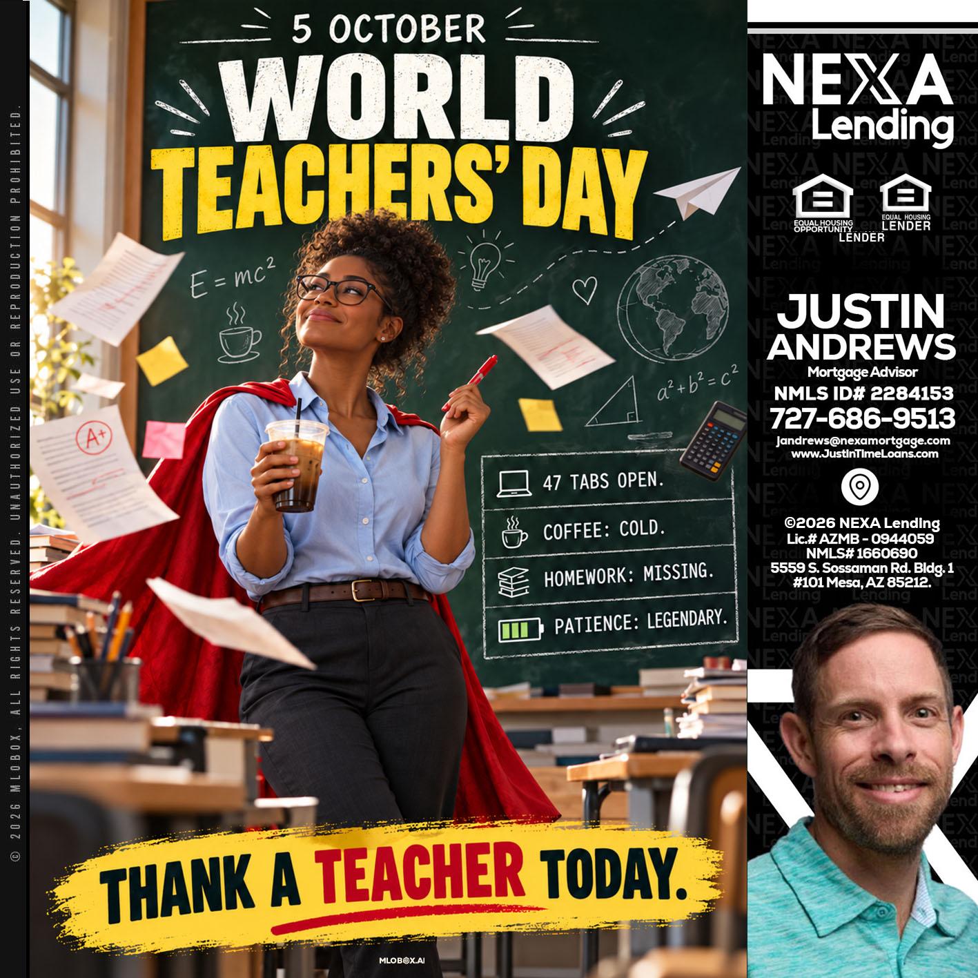 world teacher day - Justin Andrews -Mortgage Advisor